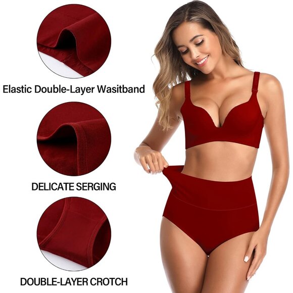 Women's High Waisted Cotton Briefs Breathable Full Coverage Multipack - Picture 2 of 5